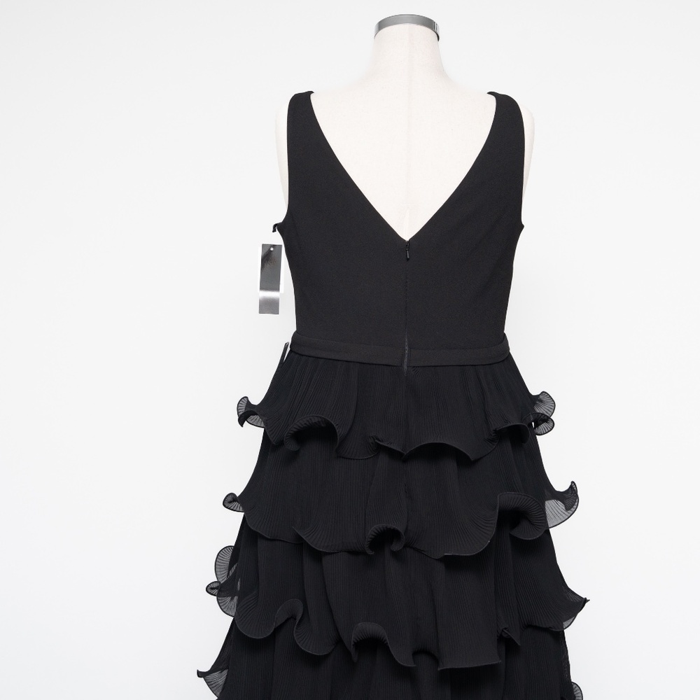 Betsy and Adam Women's V Neck Tiered Long Gown - Picture 11 of 13